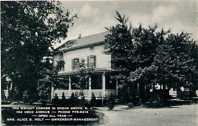 Ocean Grove, Wright Corner Boarding House, Circa 1920s.